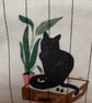 Black Cat Print Fabric Quilted Midi Purse - Image 3