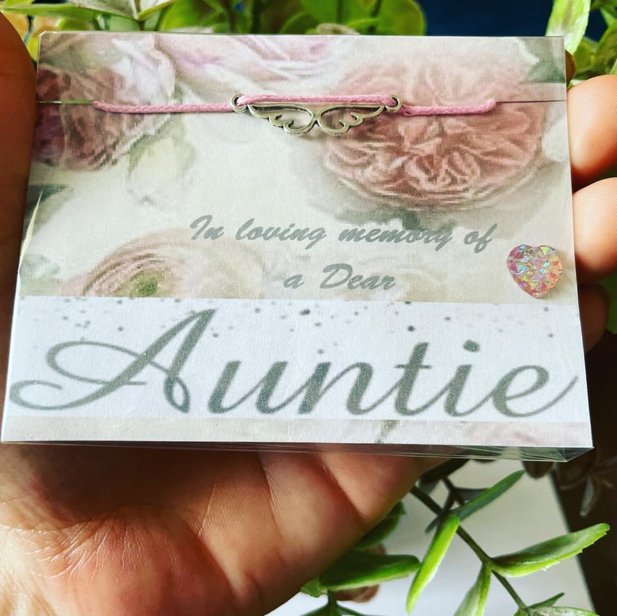In memory of a dear auntie wish bracelet bereavement gift 