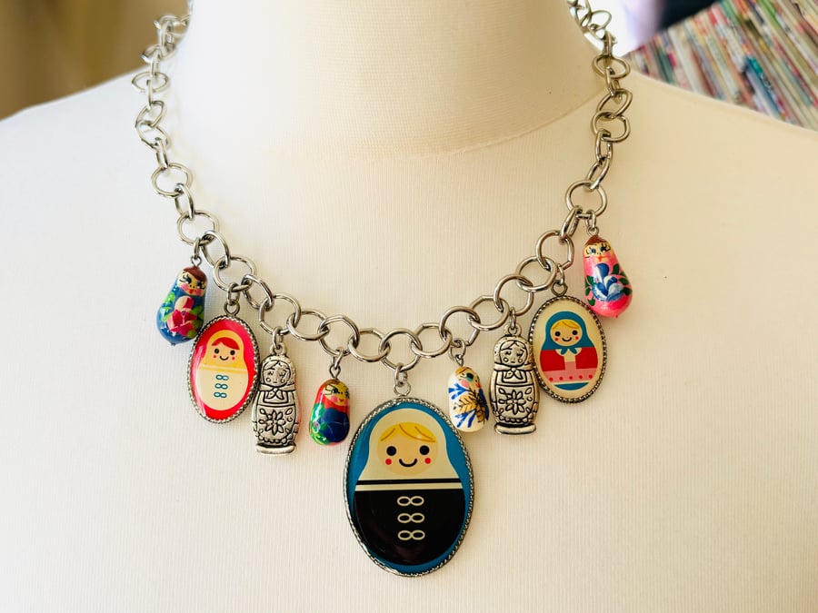 Russian Doll Statement Charm Necklace