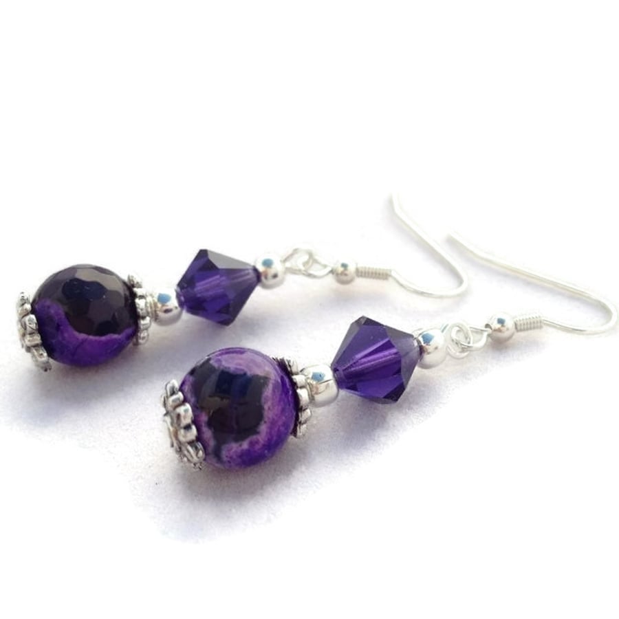 SALE - Shaded Purple Agate Drop Earrings
