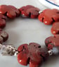 RED JASPER FLOWER STRETCHY BRACELET - FREE UK SHIPPING  - Image 1