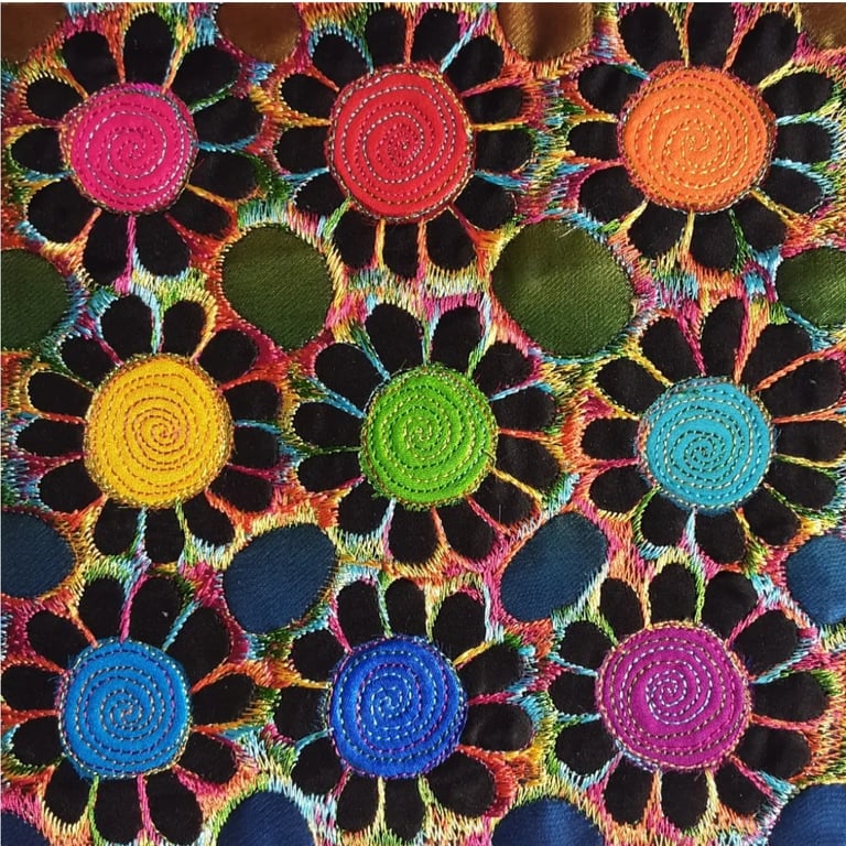 Textile Art Free Machine Embroidery Botanical Picture in Box Frame