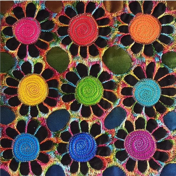 Textile Art Free Machine Embroidery Botanical Picture in Box Frame