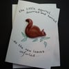 Spring Sale ... Handcrafted squirrel card by Ann Galvin A5 5"x7"