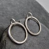 Hammered Front Facing Hoop Sterling Silver Dangle Earrings