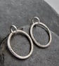 Hammered Front Facing Hoop Sterling Silver Dangle Earrings