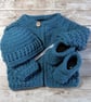 Baby Cardigan Hat and Booties, New Baby Gift Set, 