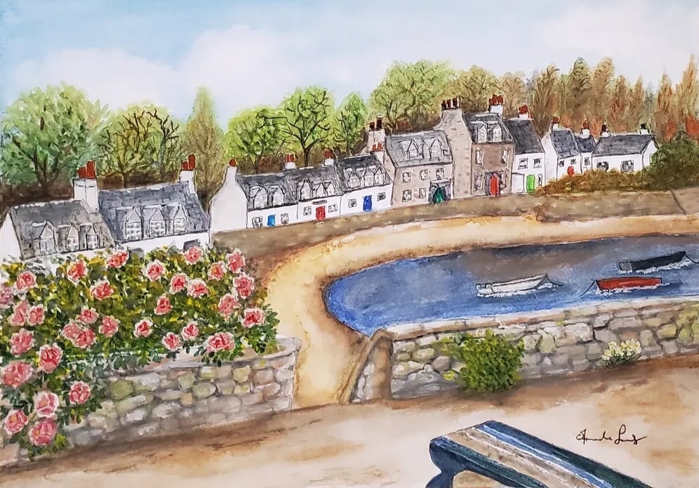 Plockton Loch Carron Scotland. Watercolour Print A4 300gsm.