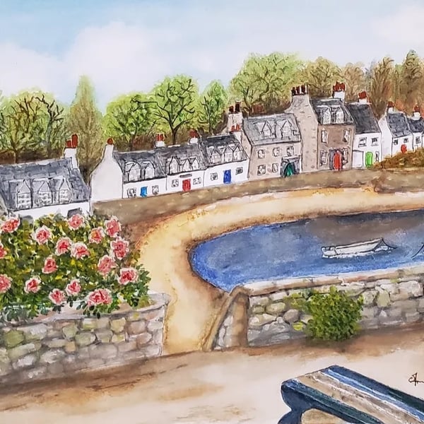 Plockton Loch Carron Scotland. Watercolour Print A4 300gsm.