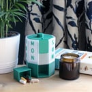 Bold Colour Weekly Pill Organiser – 7 Day Rotating Dispenser Travel Box