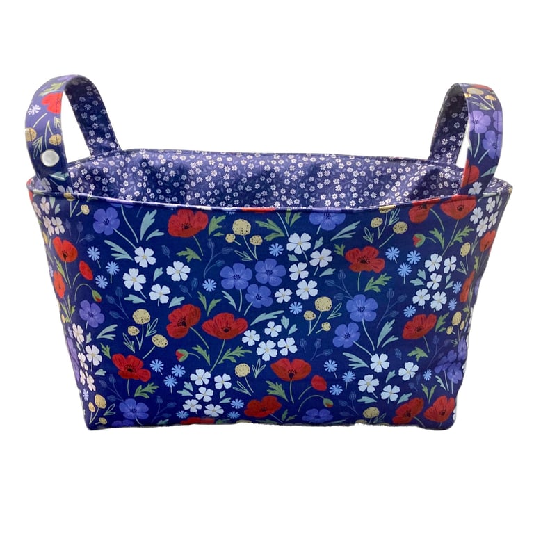 Wild Blooms Floral Reversible Fabric Storage Basket