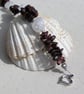 SALE - Red Tigers Eye & Crackled Clear Quartz Gemstone Bracelet "Monarch Dew" - Image 4