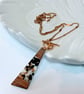 Resin & Walnut Trapezoid  Pendant Charm Necklace. - Image 7