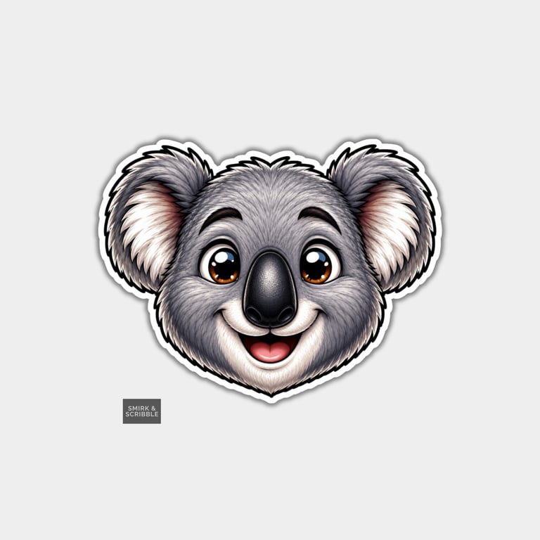Funny Vinyl Die Cut Sticker For Adults - Cute Happy Koala Face