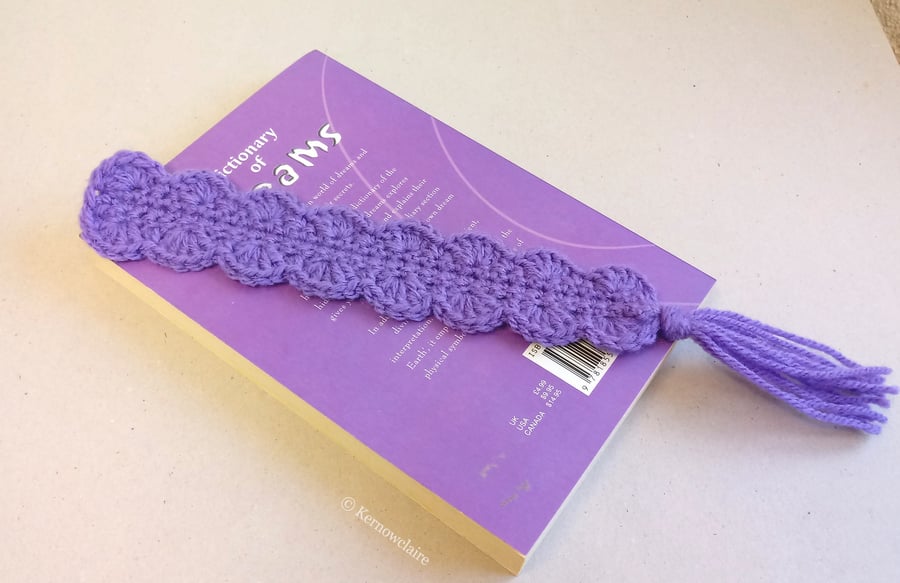 Purple bookmark with tassel, crochet bookmark, handmade