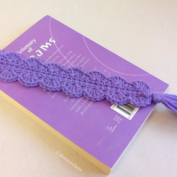 Purple bookmark with tassel, crochet bookmark, handmade