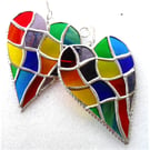 Patchwork Heart Suncatcher Stained Glass Handmade Rainbow 