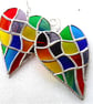 Patchwork Heart Suncatcher Stained Glass Handmade Rainbow  - Image 1