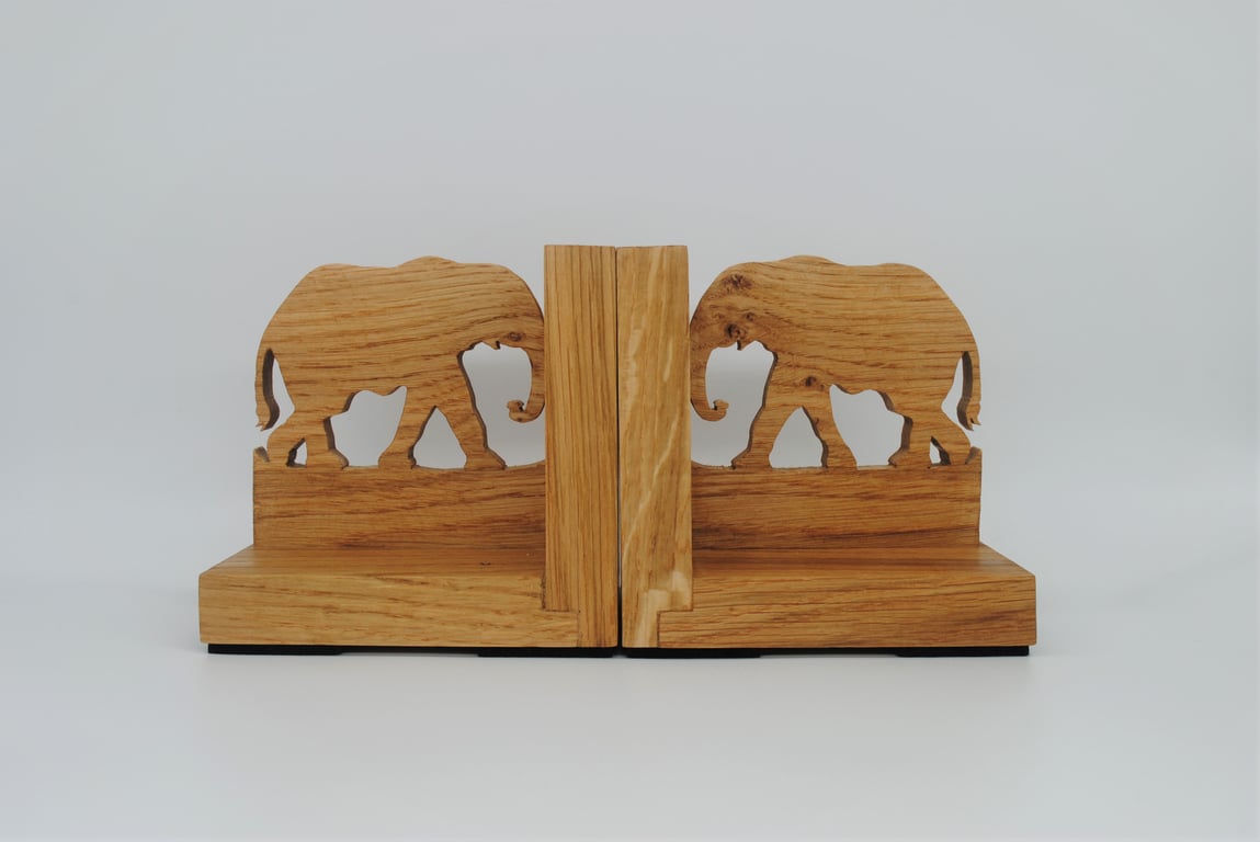 Wooden Elephant Bookends