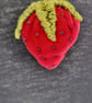 Strawberry Velveteen textile art brooch  - Image 4