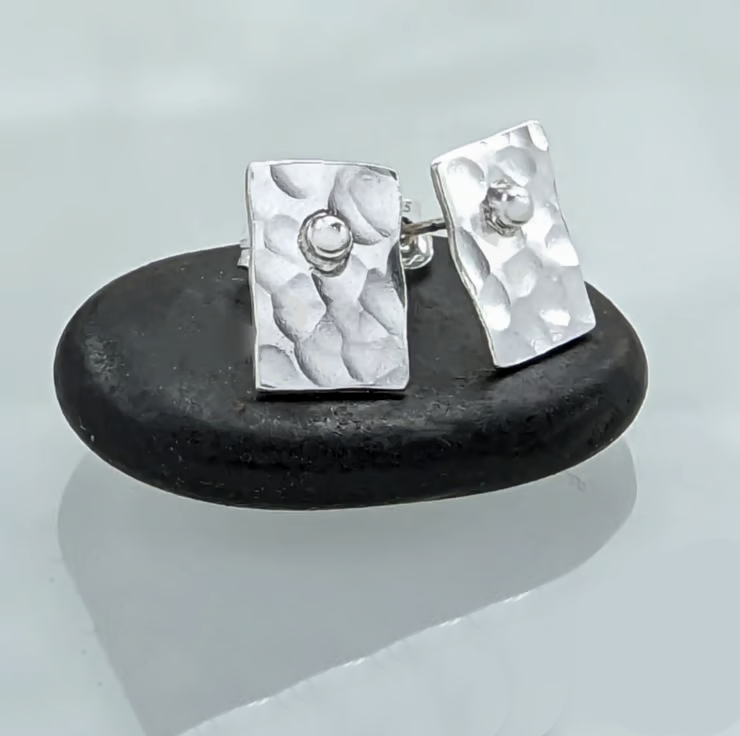 STERLING SILVER rectangle stud earrings, Handmade Urban Jewellery