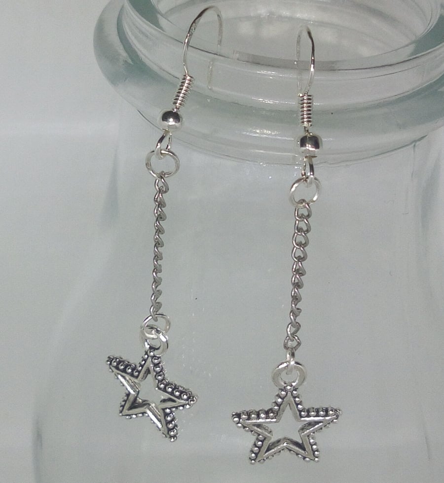 Silver 925 Star dangly earrings