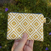 Coin purse in yellow ochre mustard print 