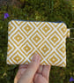SOLD Coin purse in yellow ochre mustard print 