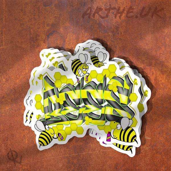 Graffiti Style Bees Vinyl Sticker
