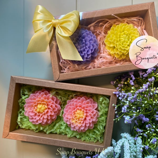 Scented Dahlia Soap Flower Gift Set - Perfect Gift for Any Occasion