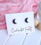 Black Glitter Moon Stud Earrings, Celestial Jewellery, Accessories & Gifts