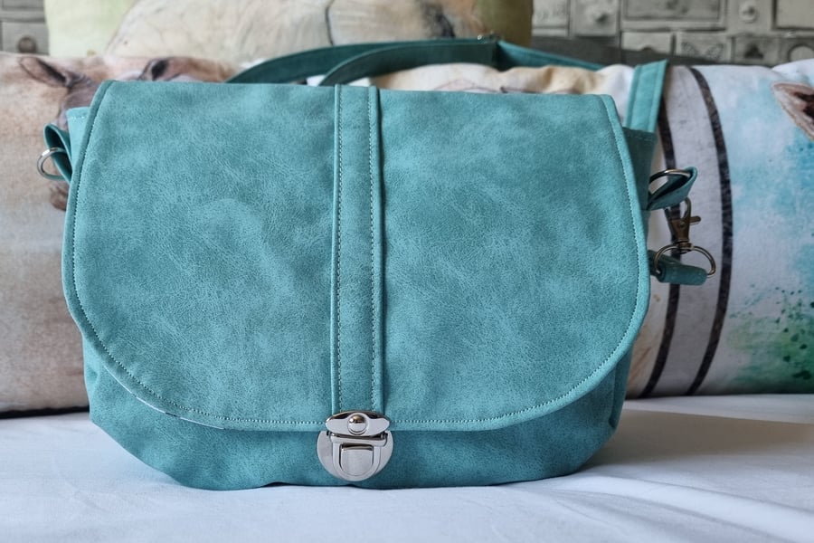 Handmade Teal Satchel Style Bag