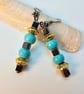 Hematite And Turquoise Earrings - Handmade In Devon - Seconds Sunday - Image 1