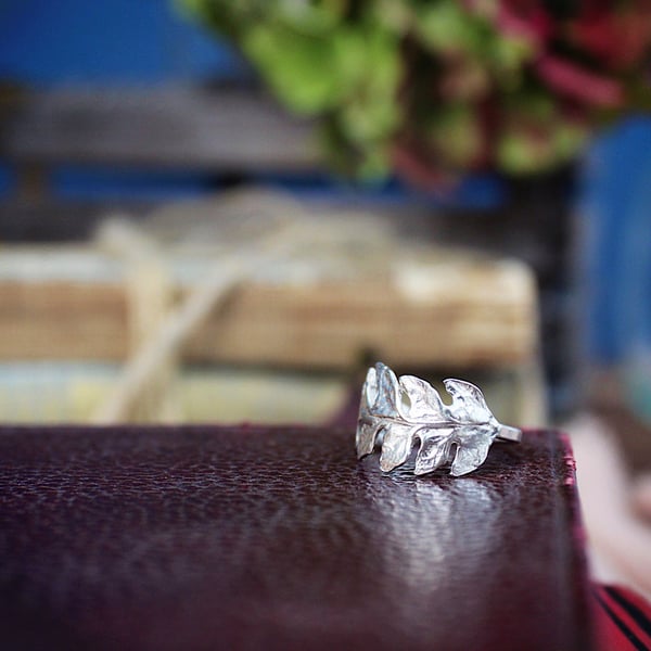 Sterling Silver Fern Leaf Ring - Autumn Leaf Jewellery