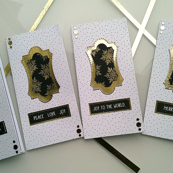 Luxury Mini Slimline Black and Gold Christmas Cards 