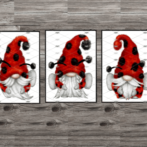 Ladybird Gnome Prints, Set Of 3 Gonk Prints, Gnome A4 Custom Prints
