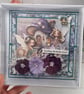 Handmade Easel Birthday Card (123) Fairy Garden Purple Flowers.  - Image 6