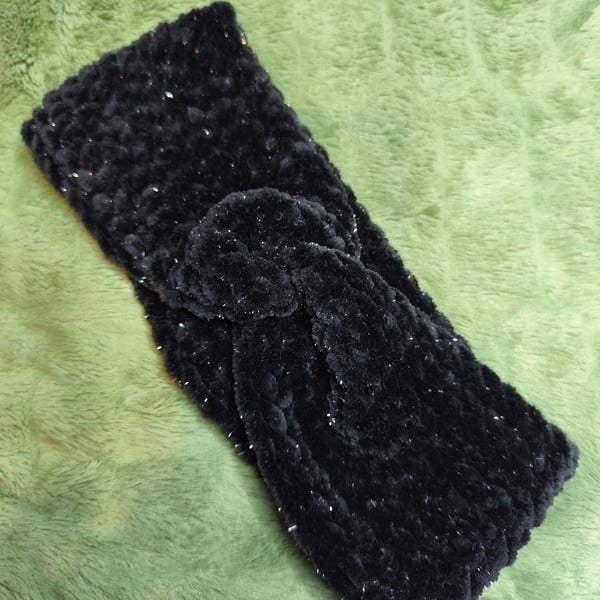 Black Glitter Headband Ear Warmer