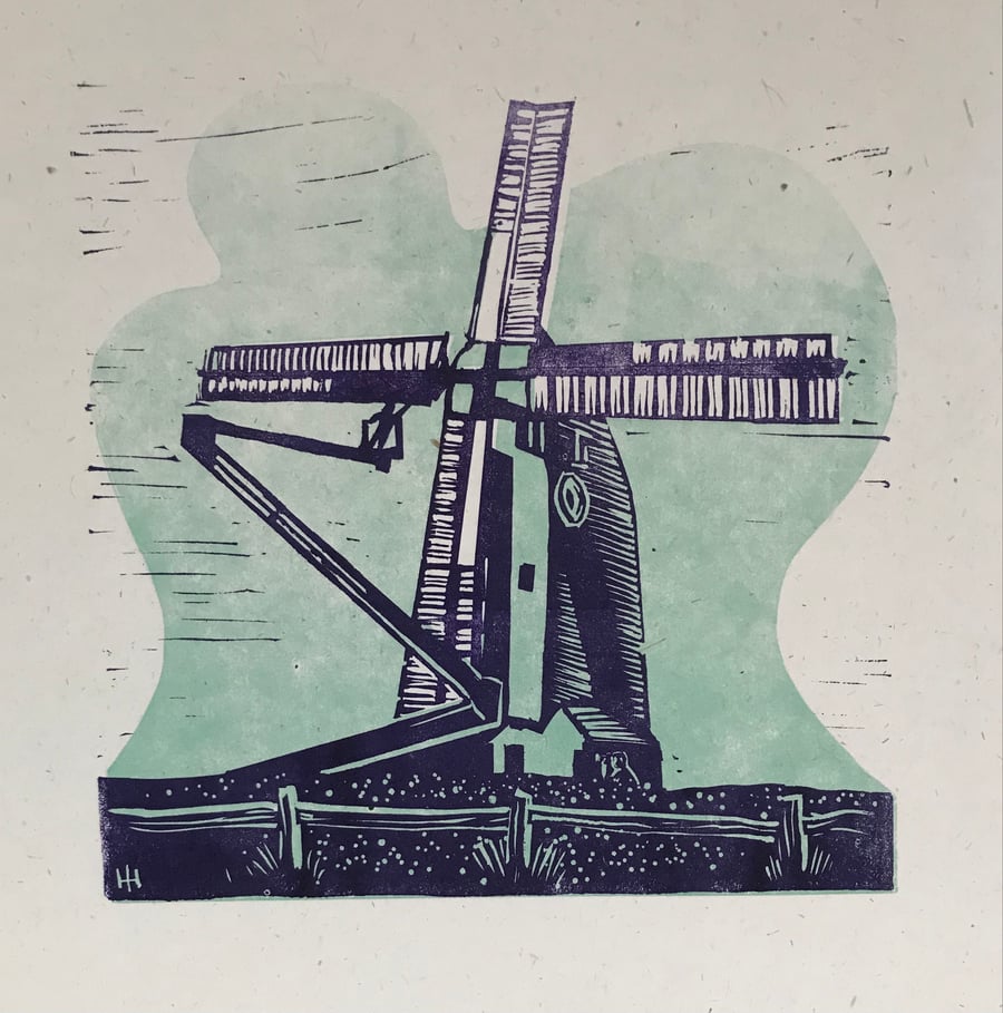 “Oldland Mill” Letterpress and Lino-cut poster. Purple