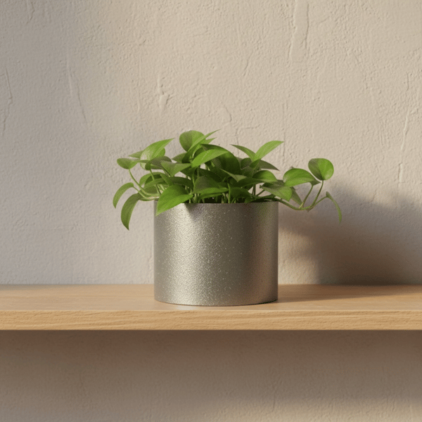 Metallic Silver Large Concrete Plant Pot Holder (lpp39)