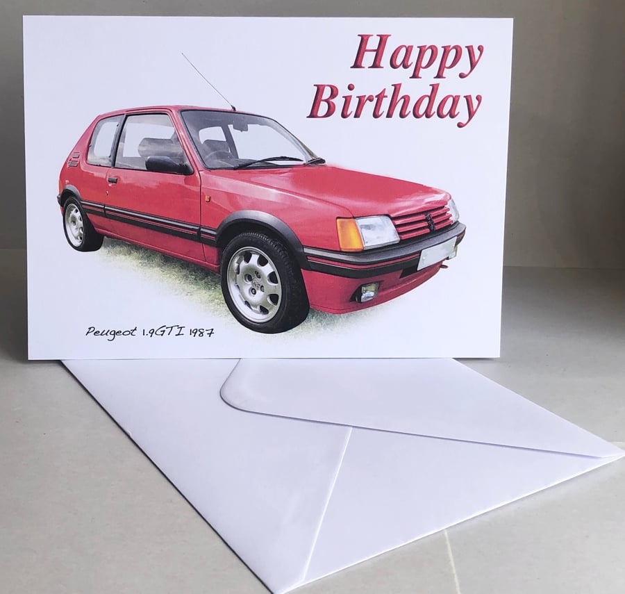Peugeot 1.9GTI 1987 - Birthday, Anniversary, Retirement or Plain Card