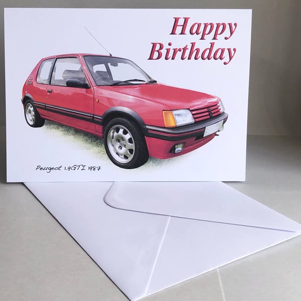 Peugeot 1.9GTI 1987 - Birthday, Anniversary, Retirement or Plain Card