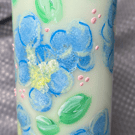 20cm Ivory Pillar candle, blue joy