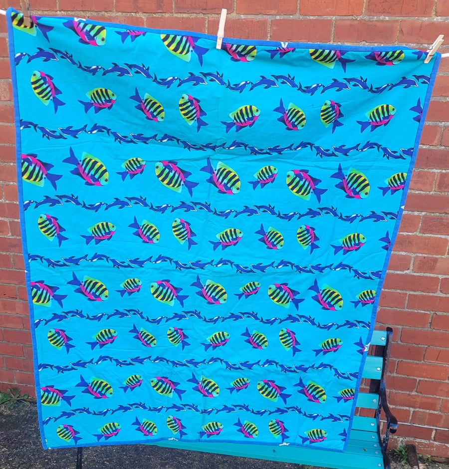 Colourful Fish and Dolphin baby Quilt (64)