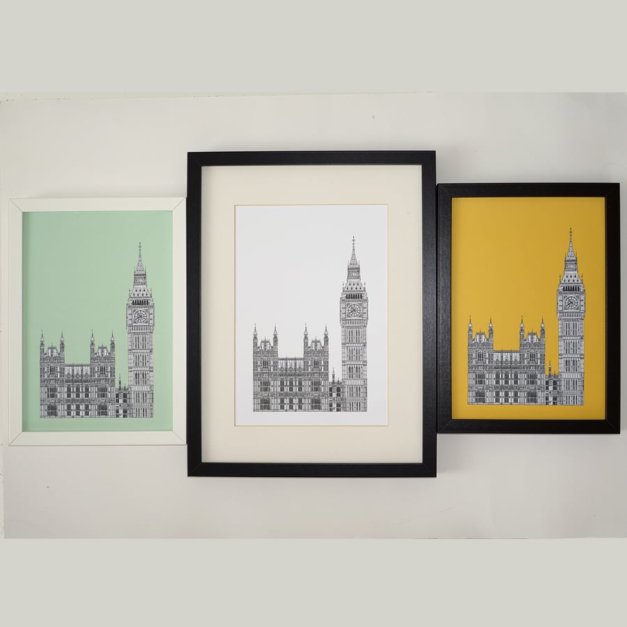 Big Ben, London Print, Architectural Drawing