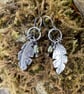 Oxidised silver feather and green pearl earrings - Image 5
