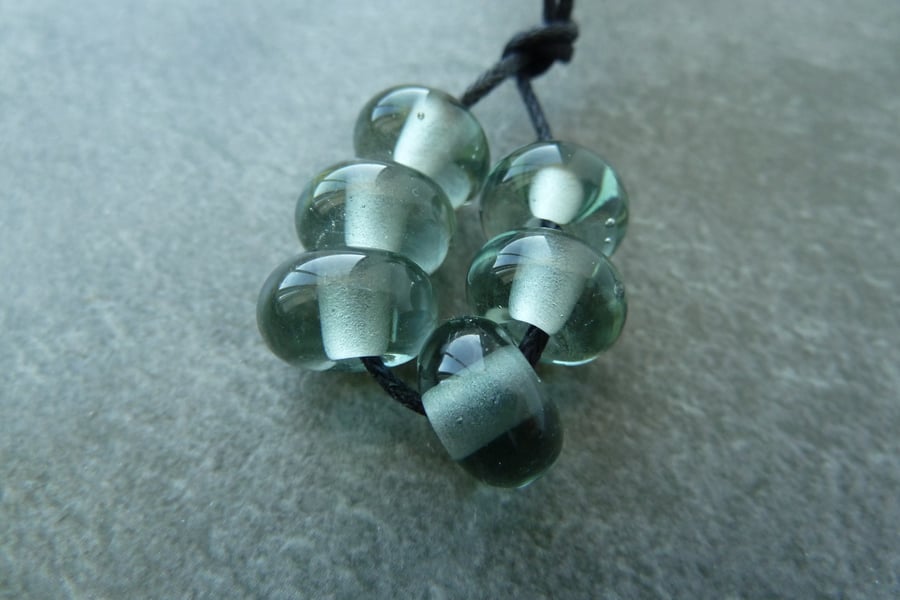 grey spacer lampwork glass beads