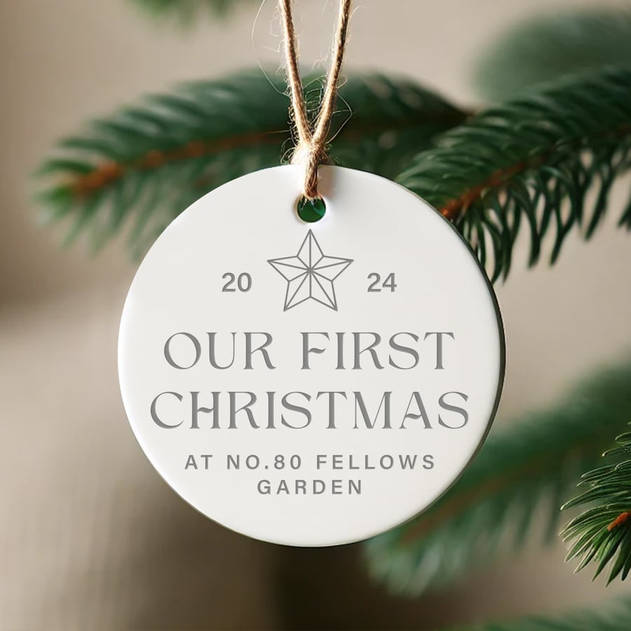 New Home - Christmas Star Ornament: Personalised First Christmas Keepsake Gift