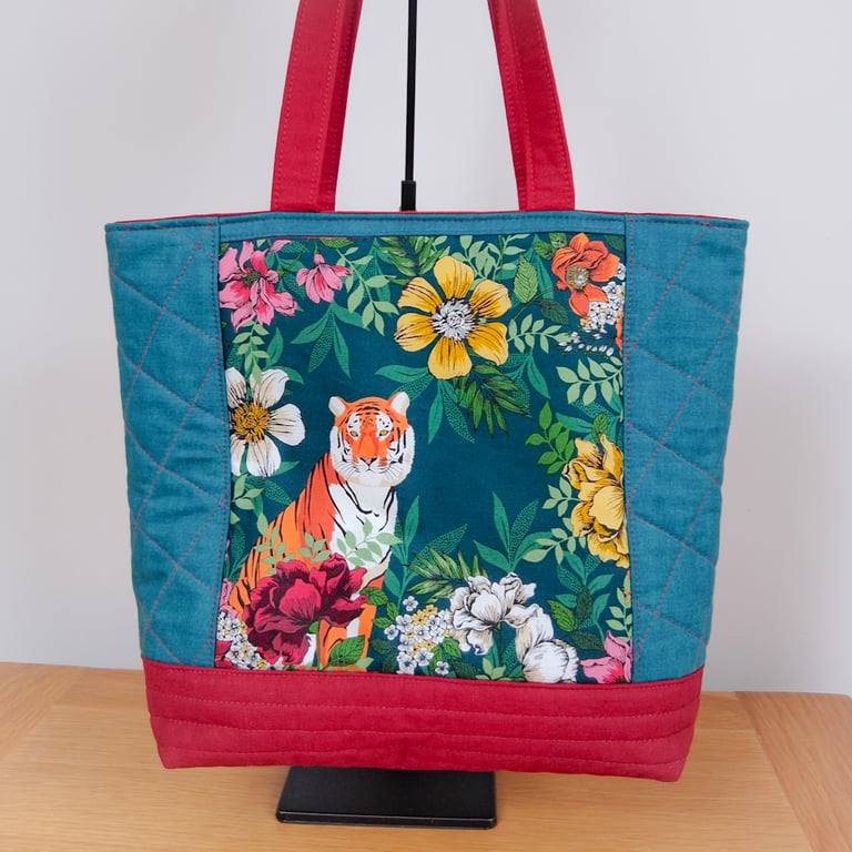 Green and Red Tiger Panel Bag