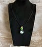 Handmade Mermaid Potion Bottle Necklace – Ocean Glass Pendant with Green Shell 